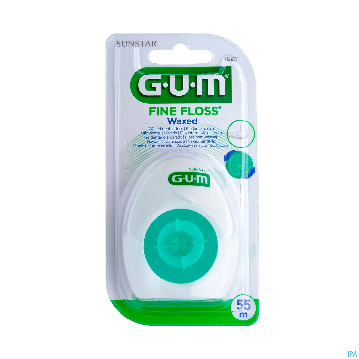 Sunstar Gum Fine Floss Fil Dentaire Ciré Cylindrique 55m