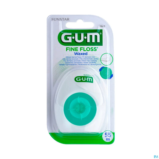 Sunstar Gum Fine Floss Fil Dentaire Ciré Cylindrique 55m