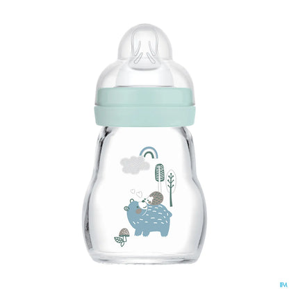 Biberon en Verre Premium 170 Ml Nature Aqua 0 Mois et Tétine SkinsSoft Débit 1
