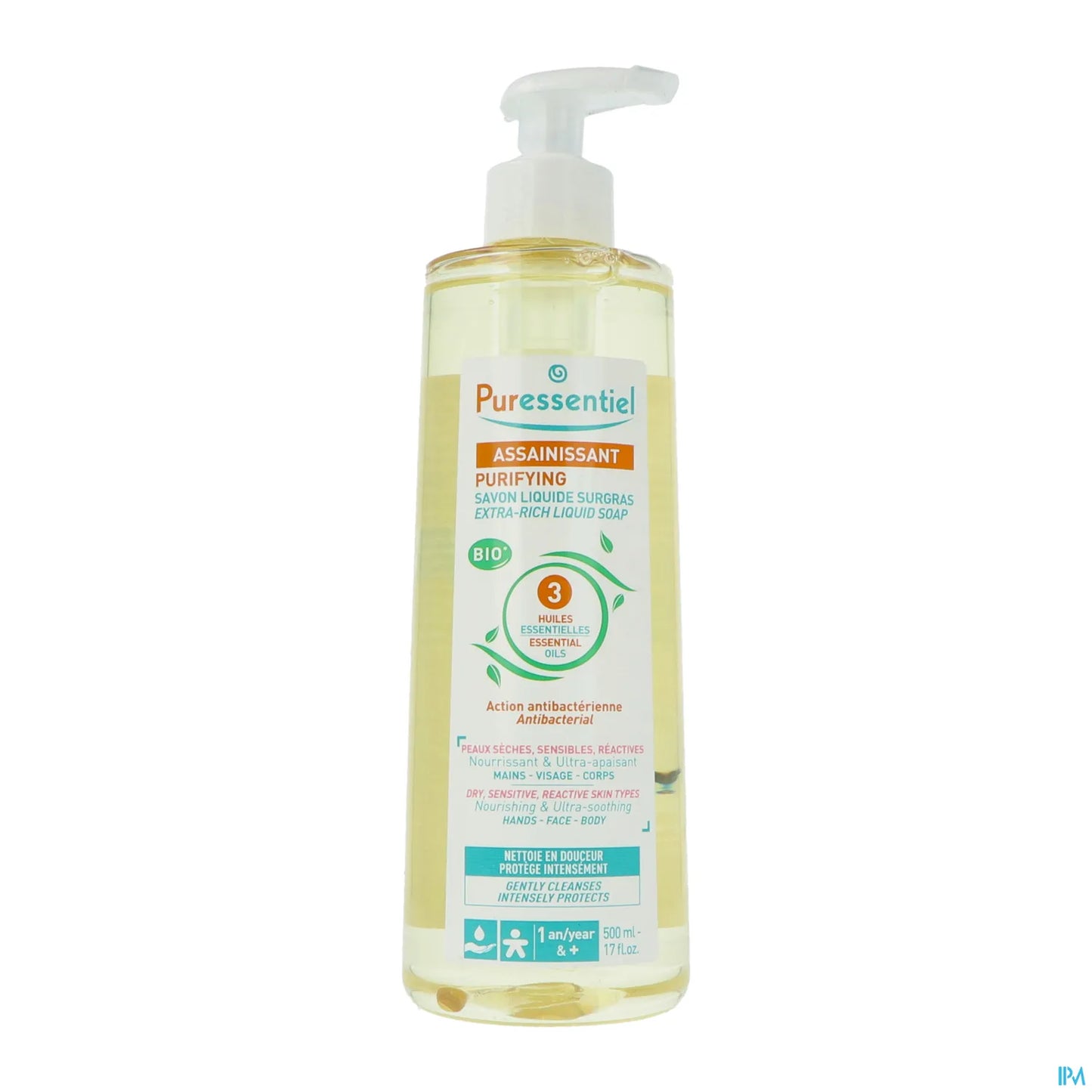 Savon Surgras Assainissant Bio Aux 3 Huiles Essentielles 500ml