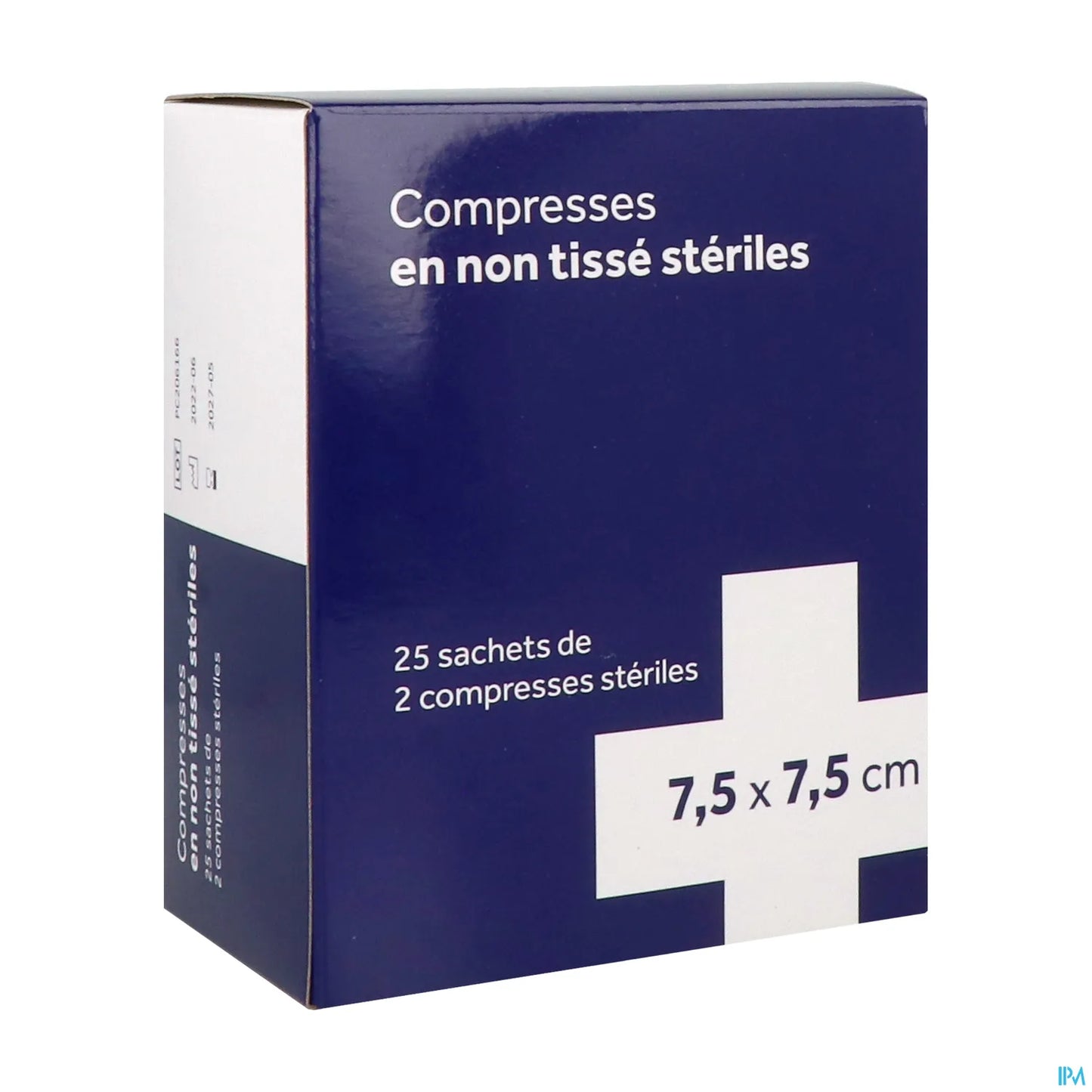 Compresse Non Tissée Stérile 7,5x7,5 cm 2 sachets de 25