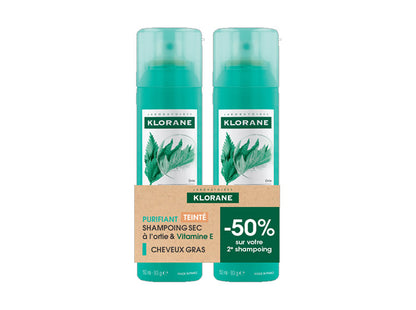 Shampoo secco all'ortica colorata con vitamina E 2 x 150 ml