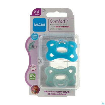 2 Sucettes Comfort Silicone 2-6 Mois