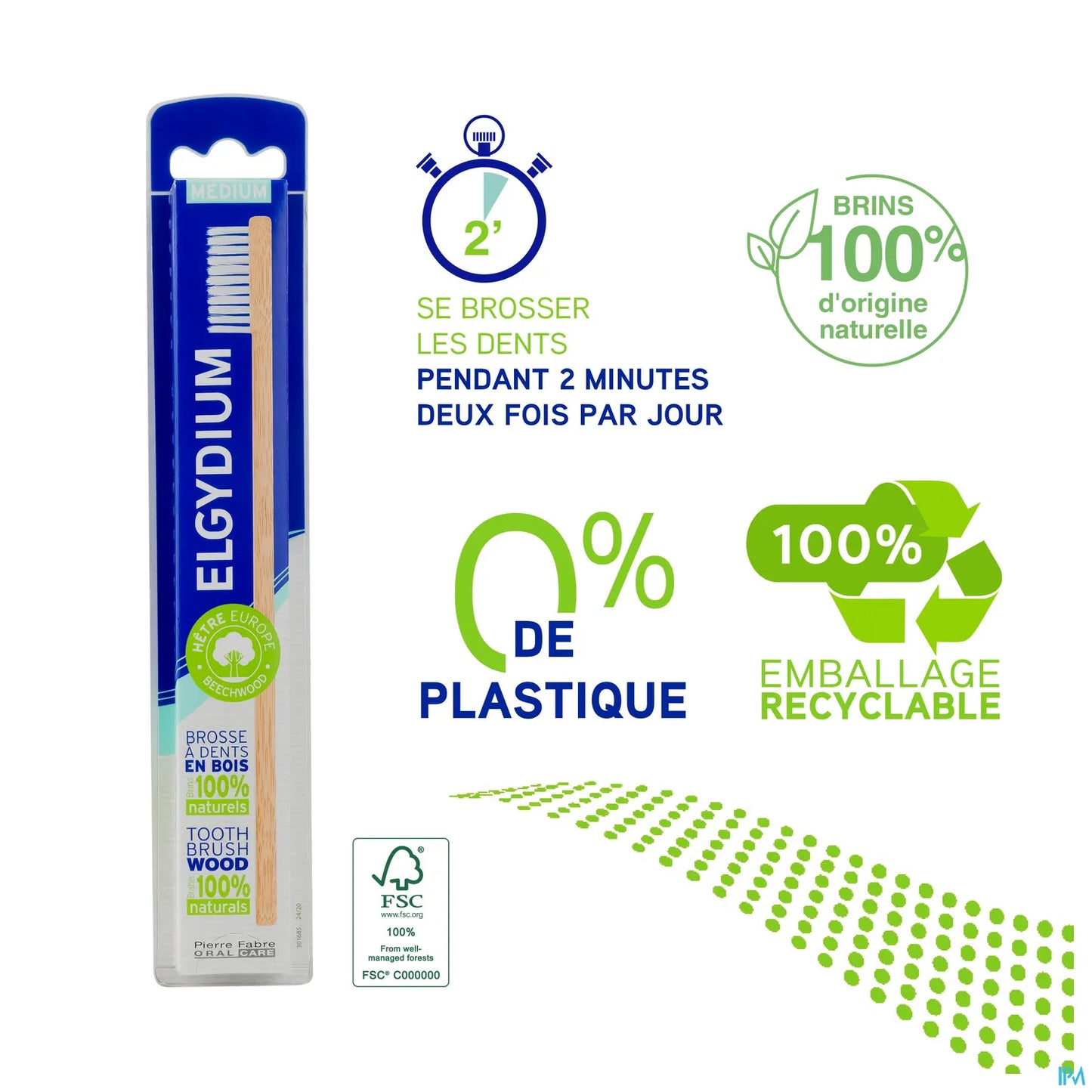 Brosse à Dents en Bois Medium Brins 100% Naturels