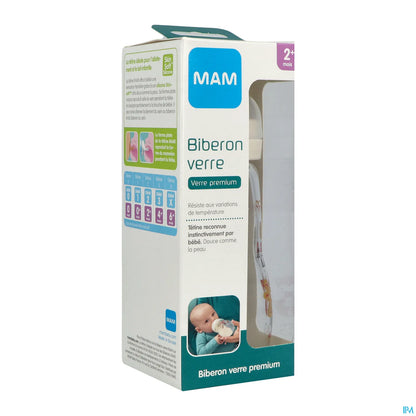 Premium Glass Baby Bottle 260 ml White - Flow 2 Medium SkinSoft Teat