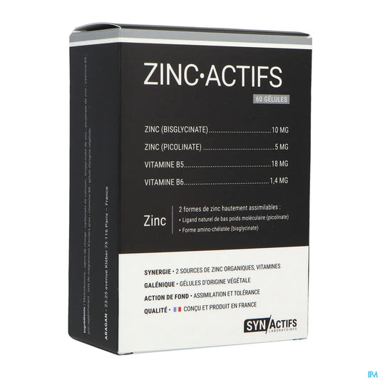 SynActifs ZincActifs Zinc and Vitamin B5 60 Capsules