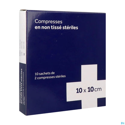 Compresse Stérile Non Tissé 10x10 cm Sachets 2 Unités x10