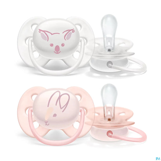 Sucette Ultra Douce 0-6 Mois Koala Lapin 2 Unités