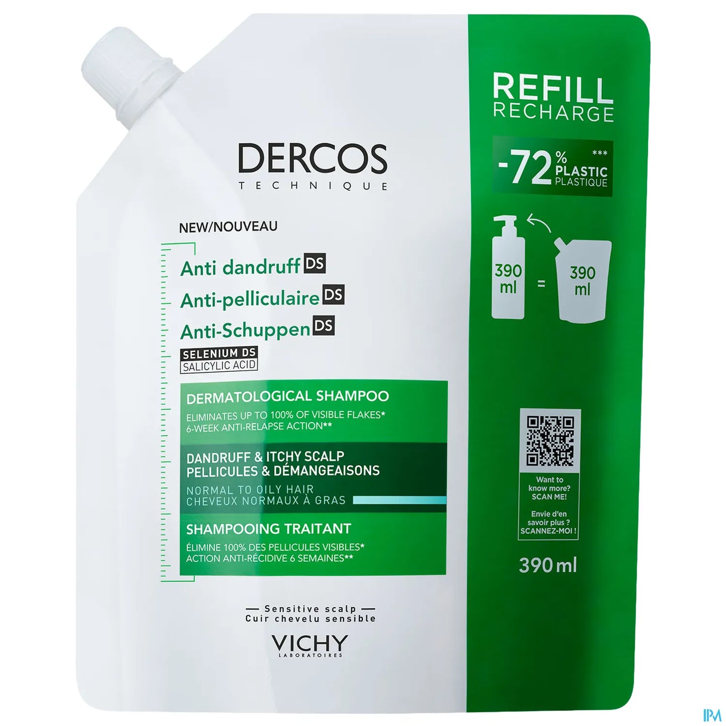 Dercos Anti-Dandruff Treatment Shampoo Eco-Refill Oily Hair 400ml