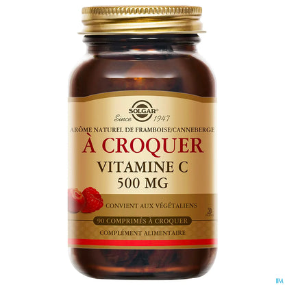 Vitamine C 500 Goût Framboise Cranberry 90 Comprimés à Croquer