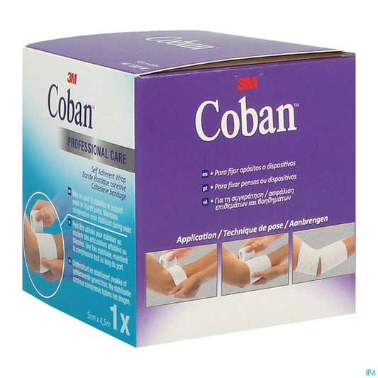 Coban Bande de Contention Cohésive 5cmx2.3m Blanc
