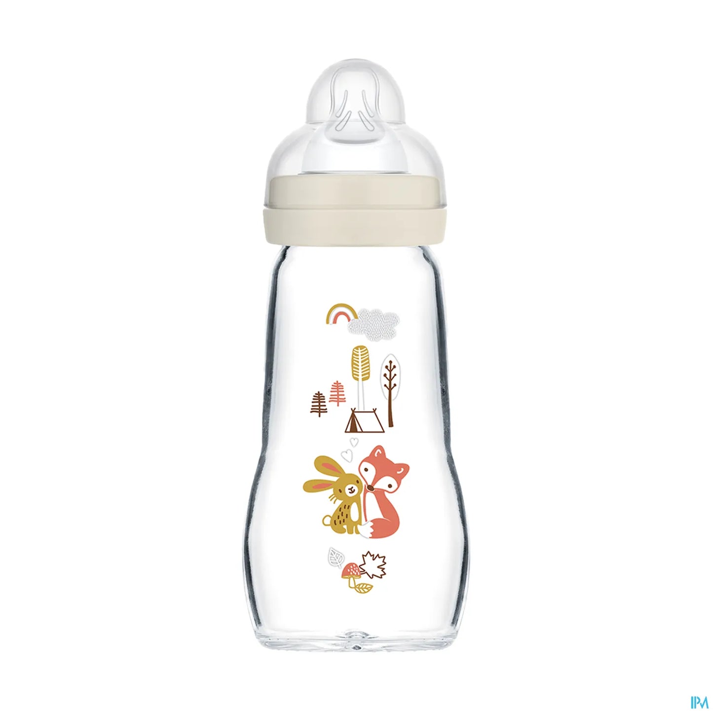 Premium Glass Baby Bottle 260 ml White - Flow 2 Medium SkinSoft Teat