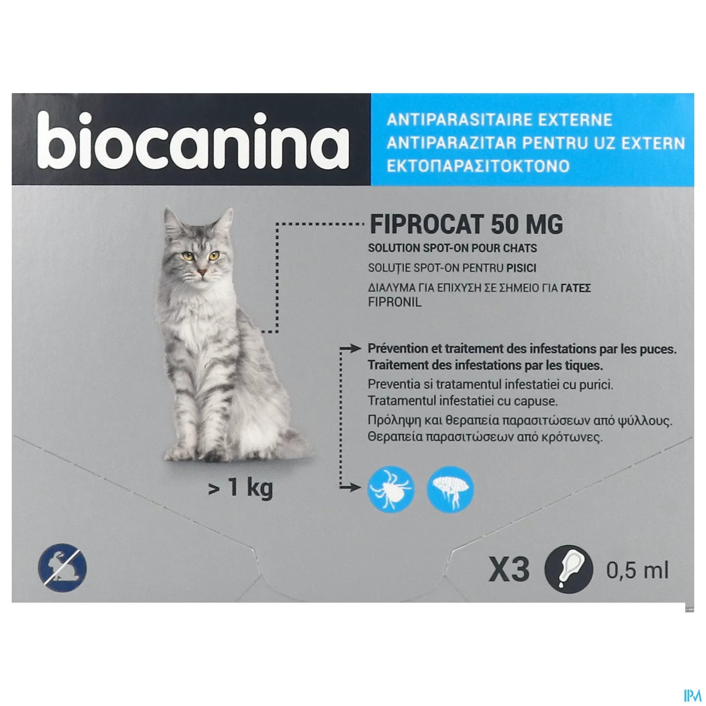 Fiprocat 50mg Spot-On Chats 3 Pipettes