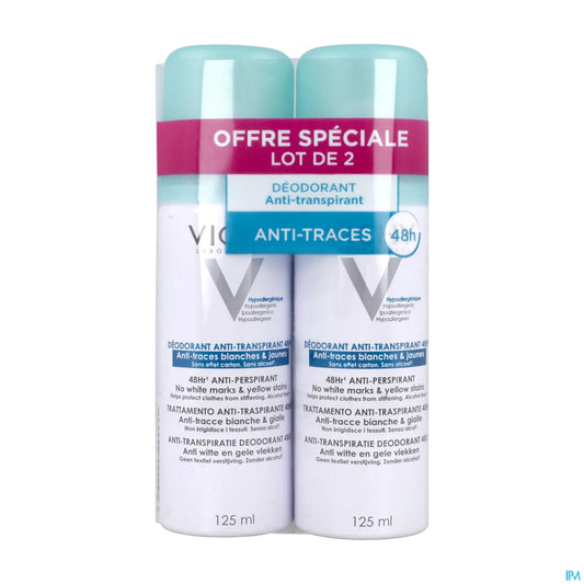 Déodorant Anti-Transpirant Anti-Traces Aérosol 48H Lot de 2 x 125 ml
