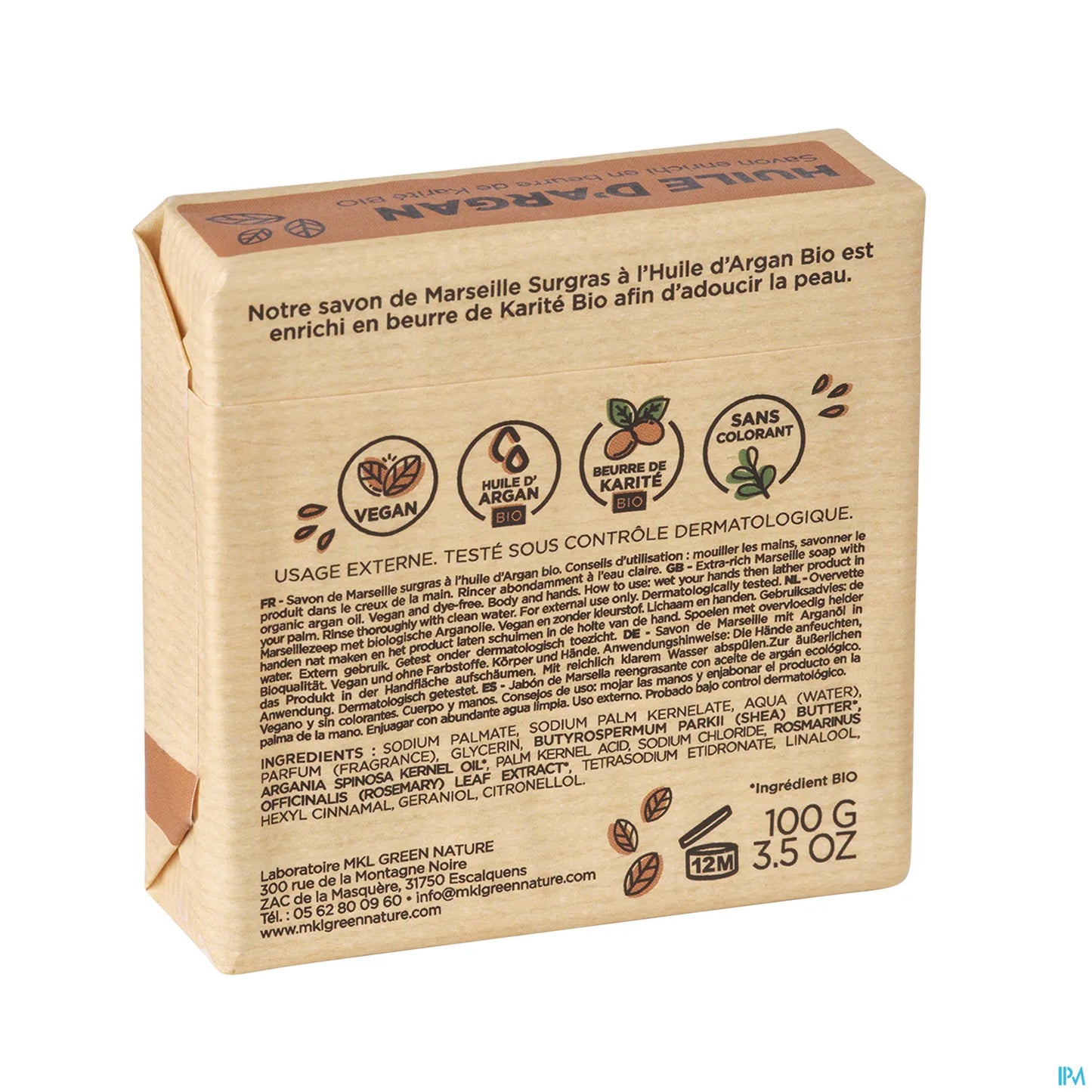 Green Nature Savon de Marseille Surgras Huile d'Argan 100g