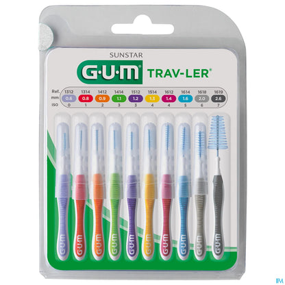 G.U.M Trav-Ler Kit 10 Brossettes Interdentaires Différentes