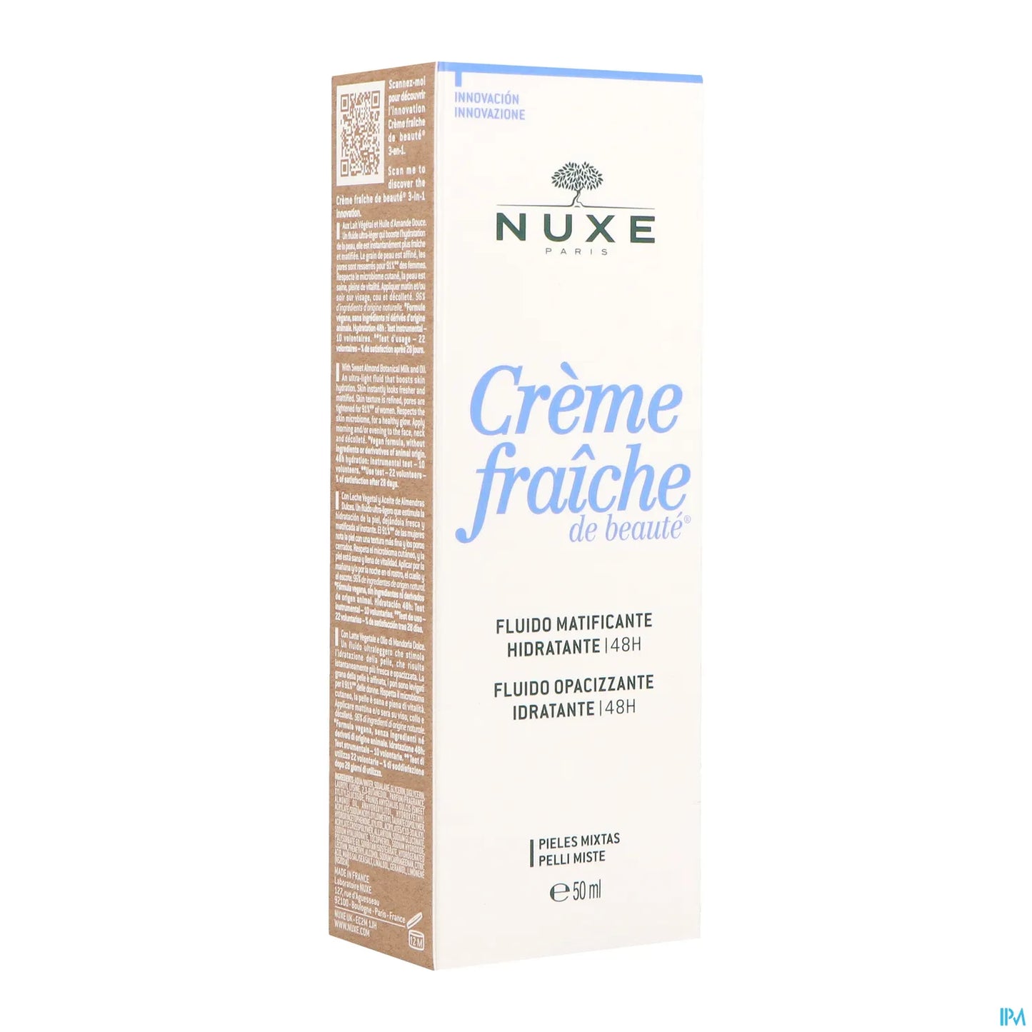 Creme Fraiche de Beaute Fluide Matifiant Hydratant 48H 50ml Peaux Mixtes