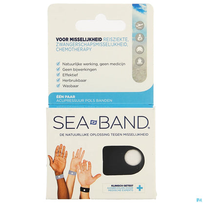 Sea-Band Bracelet Anti-Nausées Adulte Noir