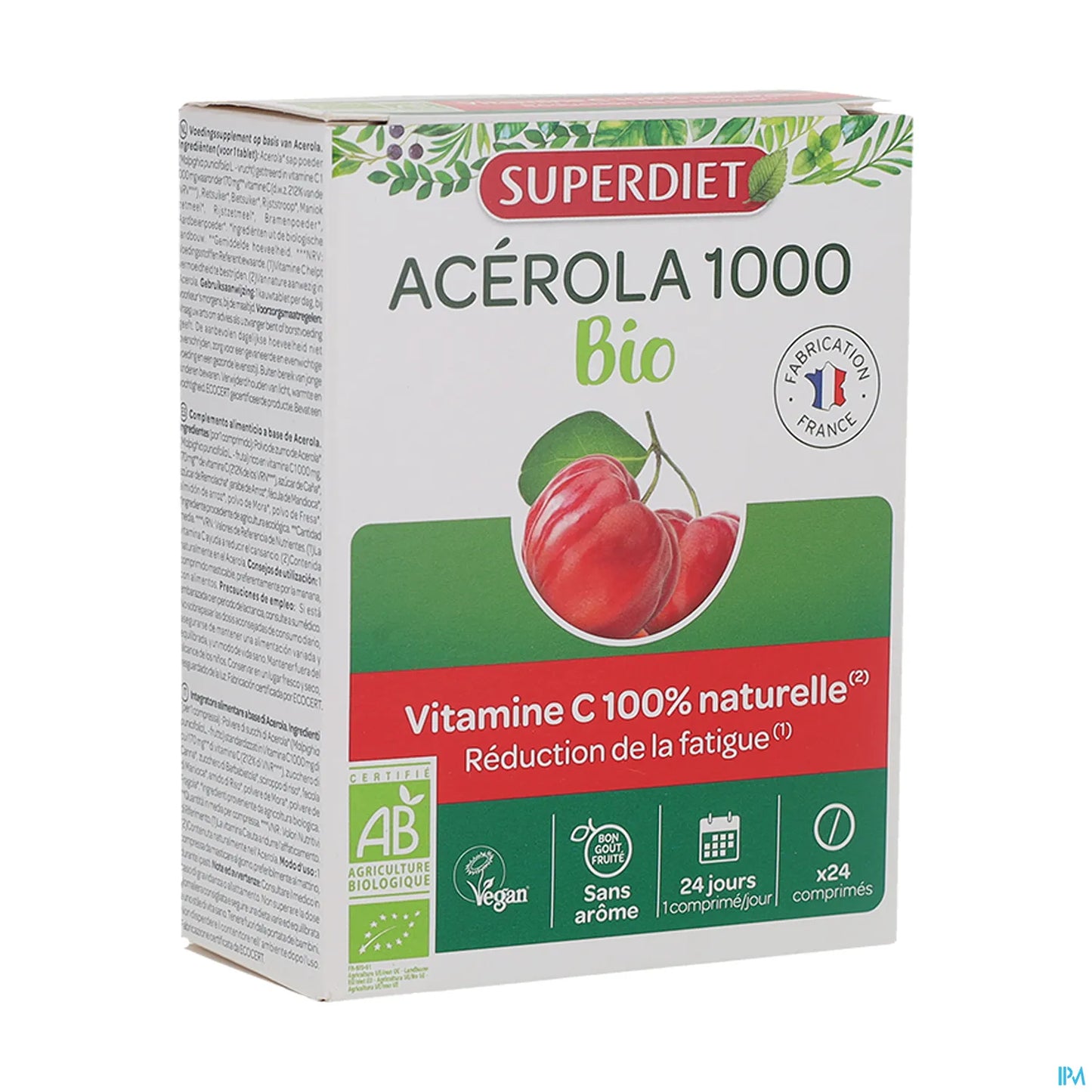 Acérola 1000 Bio 24 Comprimés Sécables à Croquer