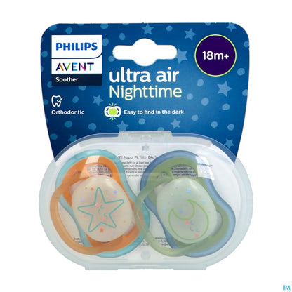 Philips Avent Ultra Air Night Time Sucettes Etoiles/Lune 18+ Lot de 2
