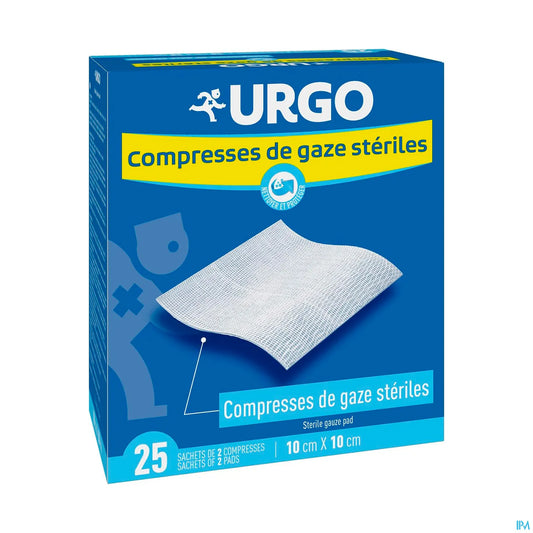 Compresses Stériles Gaze 10x10 cm boîte de 25 sachets de 2