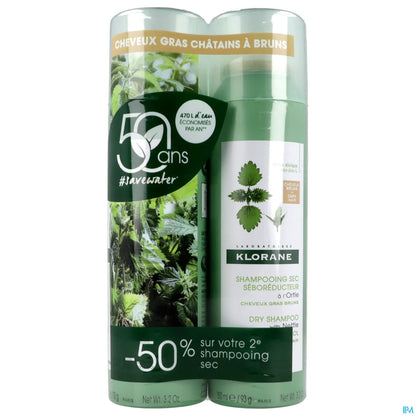 Shampoing Sec à l'Ortie pour Cheveux Bruns Légers 2x150ml