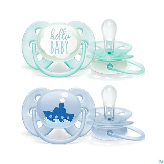 Avent Sucettes Ultra Douce Orthodontiques 0 à 6 Mois 2 unités