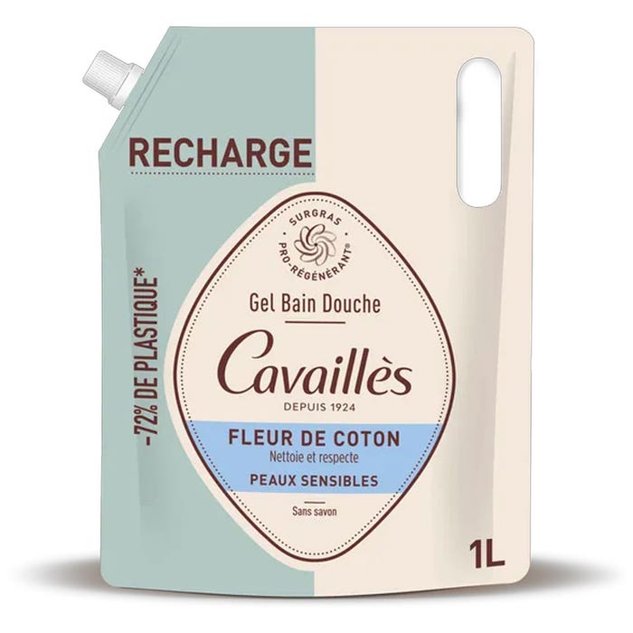 Rogé Cavaillès Eco-Recharge Gel Bain Douche Fleur de Coton 1L