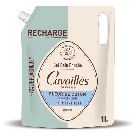 Rogé Cavaillès Eco-Recharge Gel Bain Douche Fleur de Coton 1L