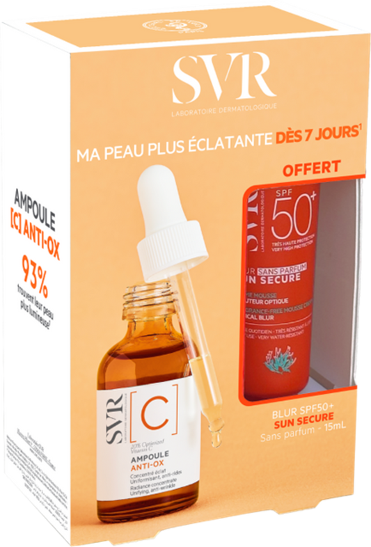 Ampoule Vitamine C Antioxydante Concentré Éclat et Blur Protection Solaire 15 mL