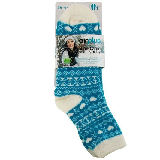 Aloe Cabin Socks Chaussettes Hydratantes 35-41 Coeur Bleu