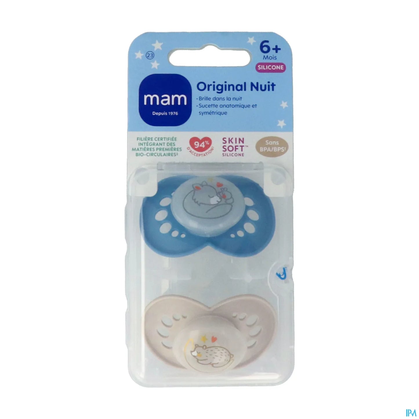 Sucette Original Nuit Silicone Plus de 6 Mois x2