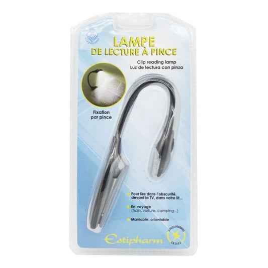 Lampe de Lecture à Pince Fixation Par Pince Orientable Piles Remplaçables 1 Unité