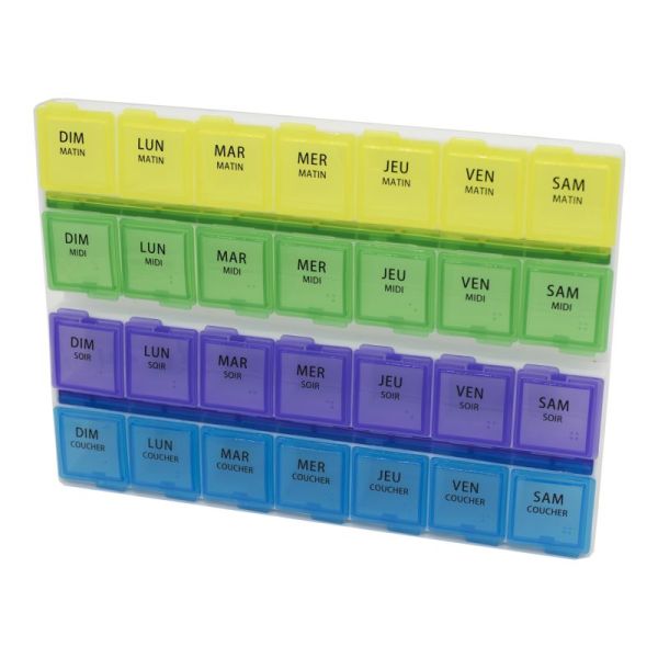 Weekly Pill Box Large Format Large Boxes 7 Days 7 Modules 4 Compartments per Module
