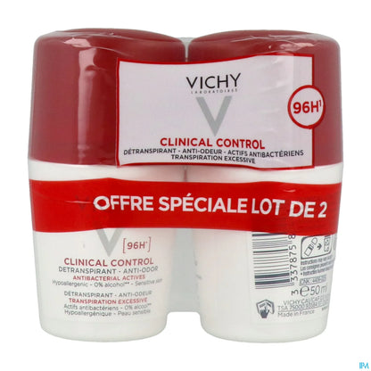 Déodorant Clinical Control 96H Anti-Transpirant Anti-Odeurs Roll-On 2x50ml