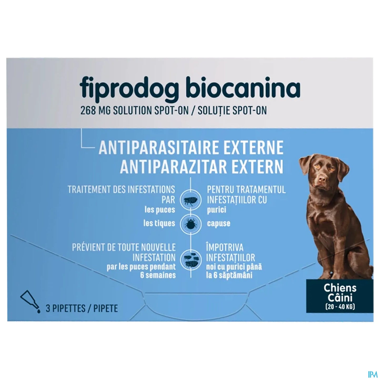 Fiprodog 268mg Spot On Grands Chiens 3 Pipettes