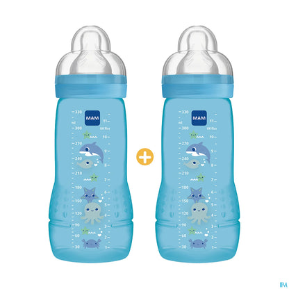 Biberon Easy Active 330 ml 6 mesi blu confezione da 2