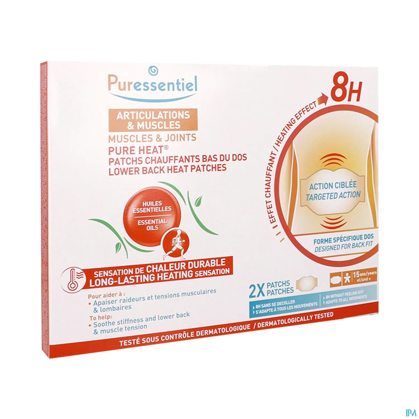 Articulations et Muscles Pure Heat 2 Patchs Chauffants Bas du Dos