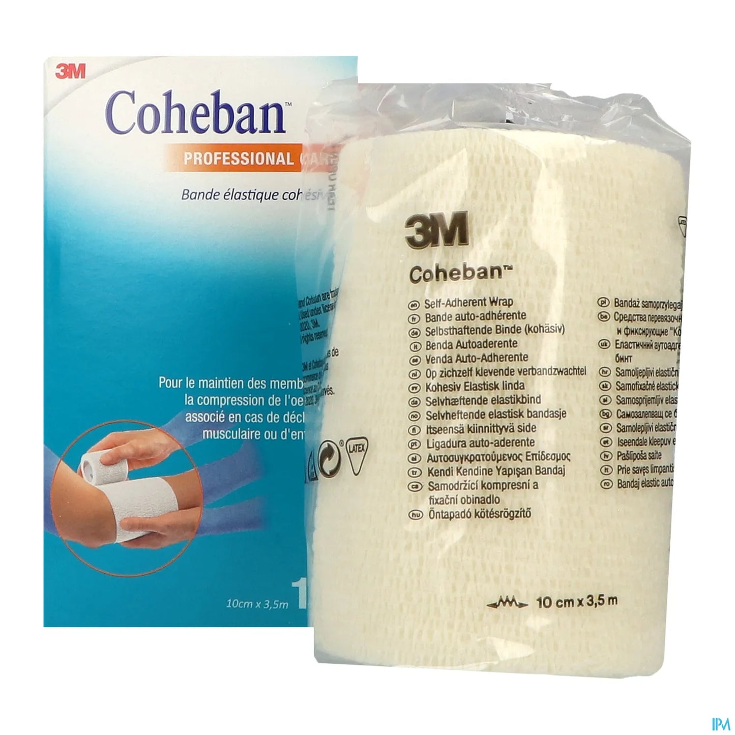 Coheban Bande Cohésive Contention Blanc 10cm X 3.5m