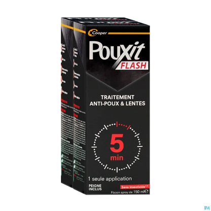 Pouxit Flash Traitement Anti-Poux et Lentes 2x150ml