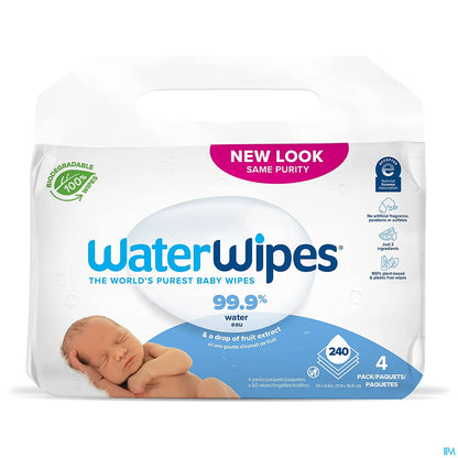 Waterwipes Lot de 5x60 Lingettes Bébé Sensitives Nouveau-né Biodégradables