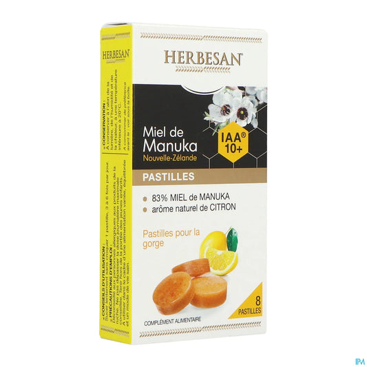 Herbesan Pastilles Miel de Manuka IAA10+ Citron Boite de 8