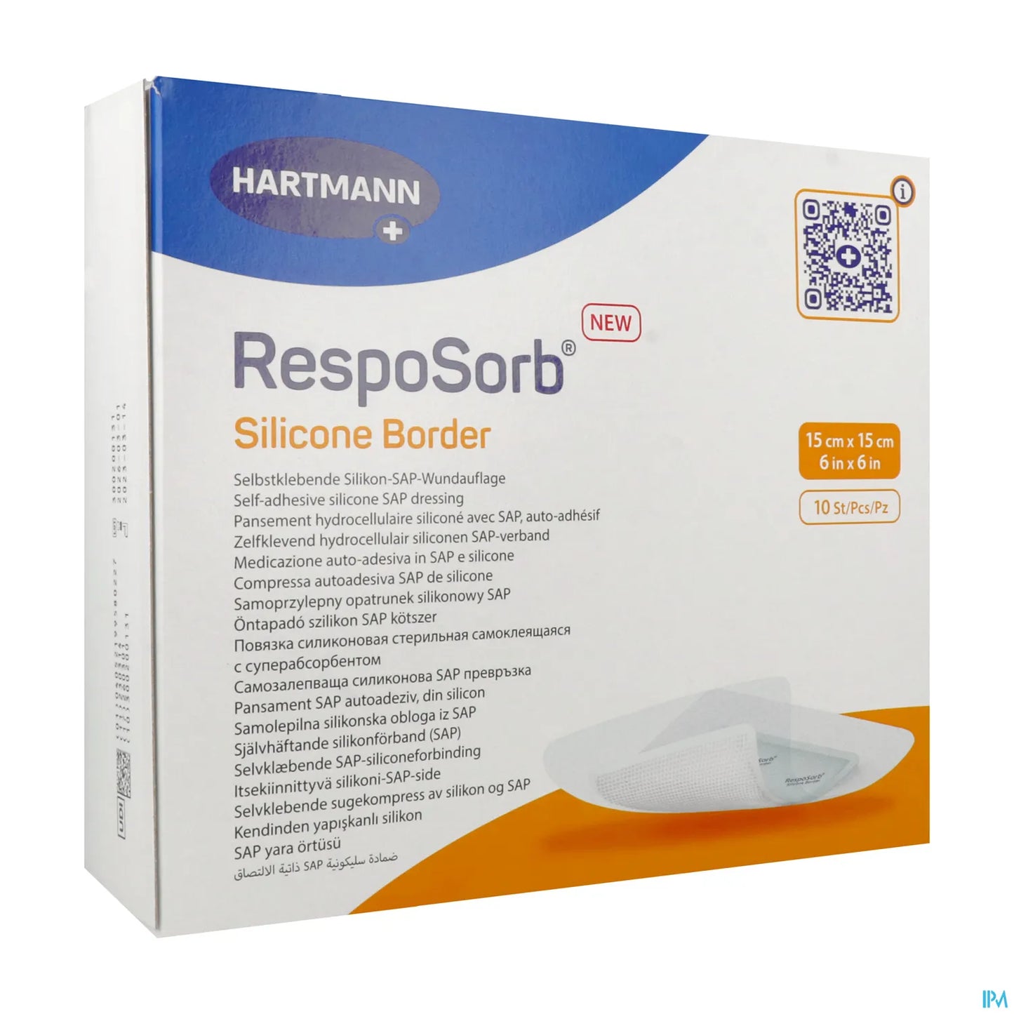 Resposorb Pansement Silicone Bord 15x15 cm Boîte de 10