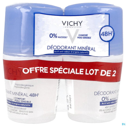 Déodorant Minéral 48H Roll-On Lot de 2 x 50 ml