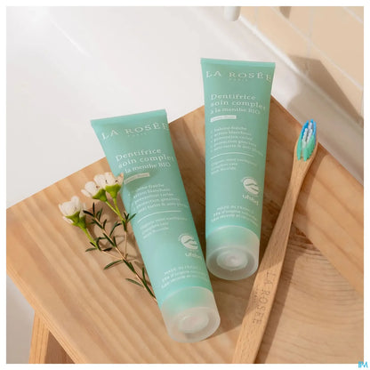 Dentifrice Soin Complet à la Menthe Bio Lot de 2x75ml + 1 Brosse à Dents Offerte