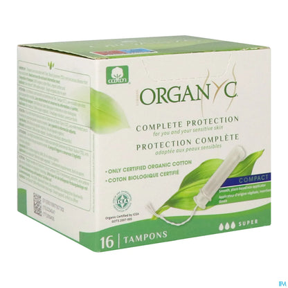 Tampons Compact Super Avec Applicateur en Coton Bio 16 Unités
