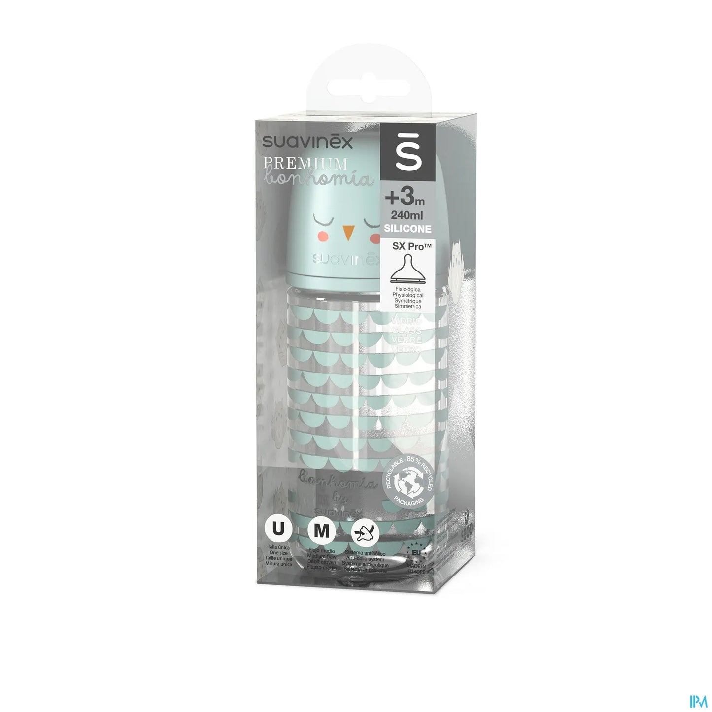 Biberon Verre 240 ml Bonhomia Vert
