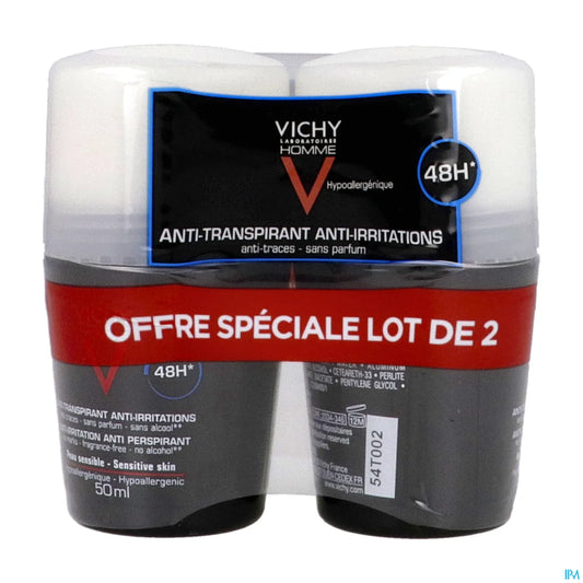 Homme Deodorant Anti-Transpirant Roll-On 48h 2x50ml