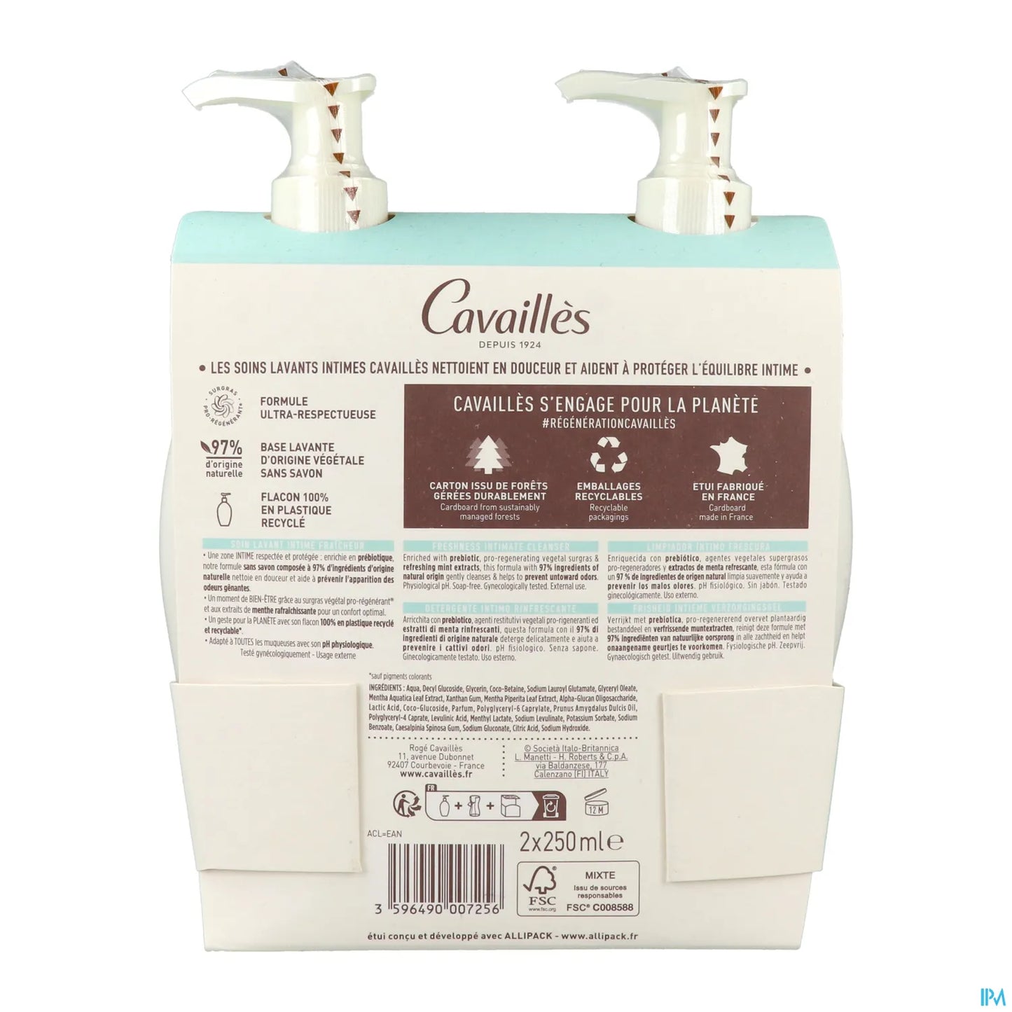 Confezione da 2 x 250 ml di detergente intimo fresco