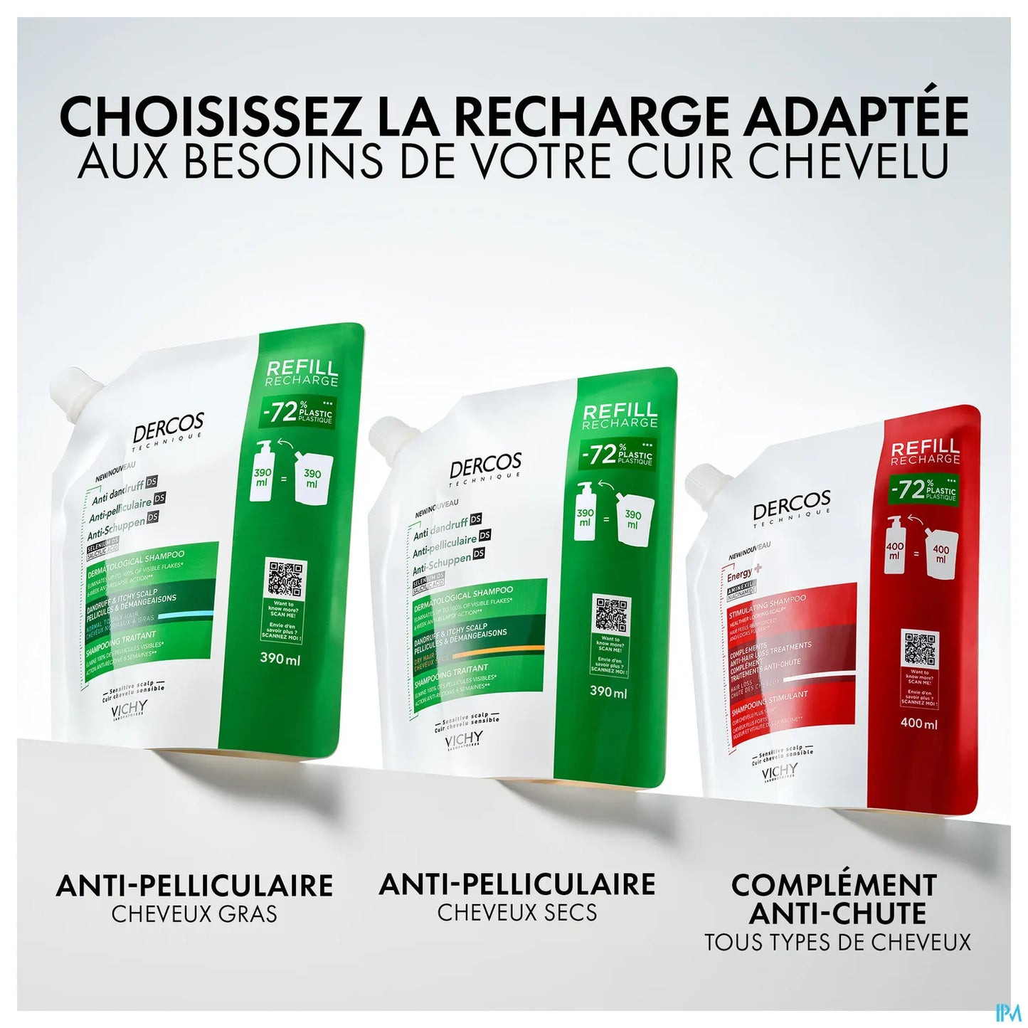 Dercos Eco-Recharge Shampooing Anti-Pelliculaire Cheveux Secs 400ml